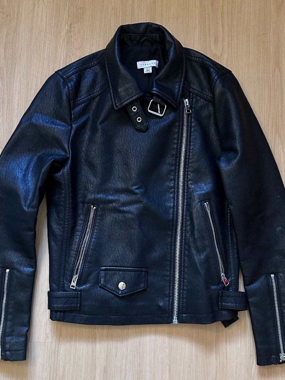 Topshop black leather jacket